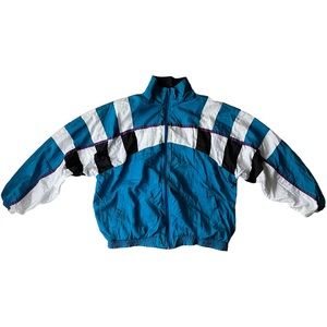 Retro Vintage Colorblock Blue Teal White Windbreaker